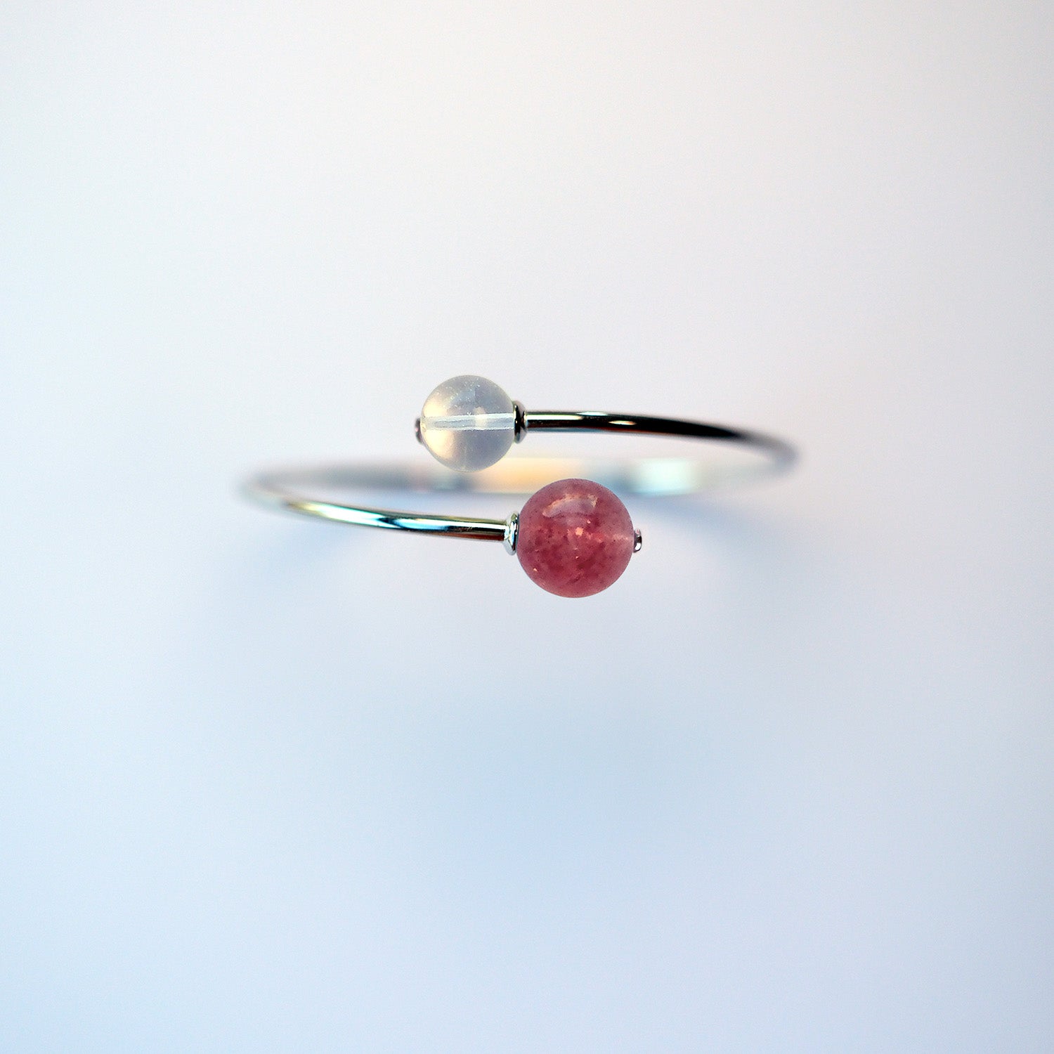 Sterling silver bracelet – strawberry quartz jewellery for attraction.