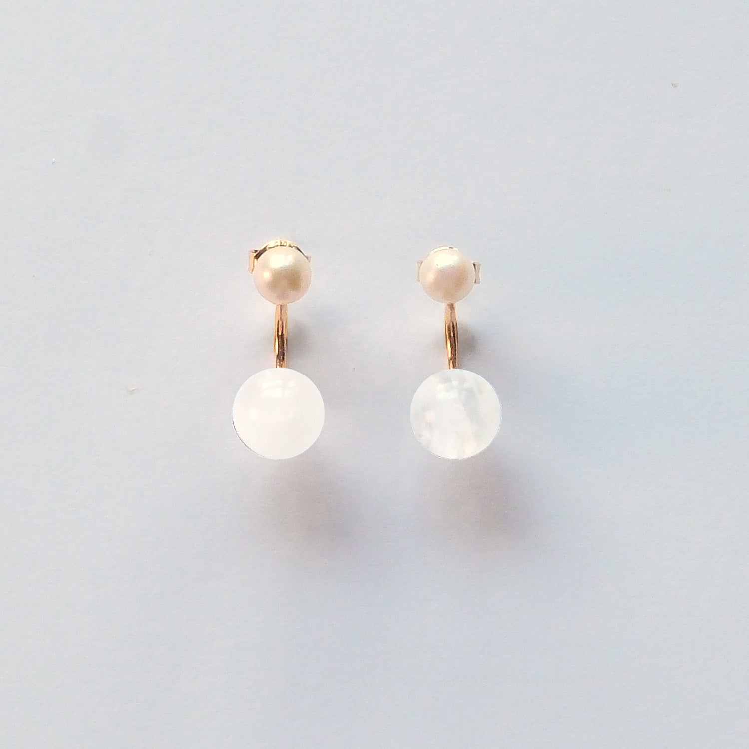 Pearl and Clear Quartz sterling silver earrings – UK handmade jewellery for clarity and energy.