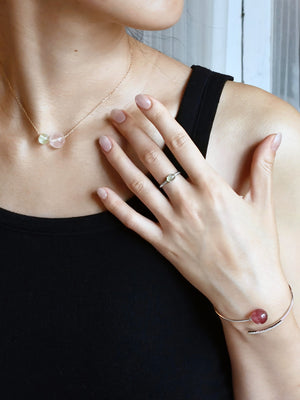 UK handmade rose quartz and prehnite necklace – gentle crystal energy for everyday wear and thoughtful gifting.