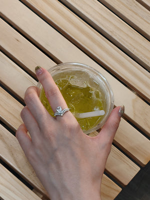 Clear quartz sterling silver ring, talisman of purity and focus during exams