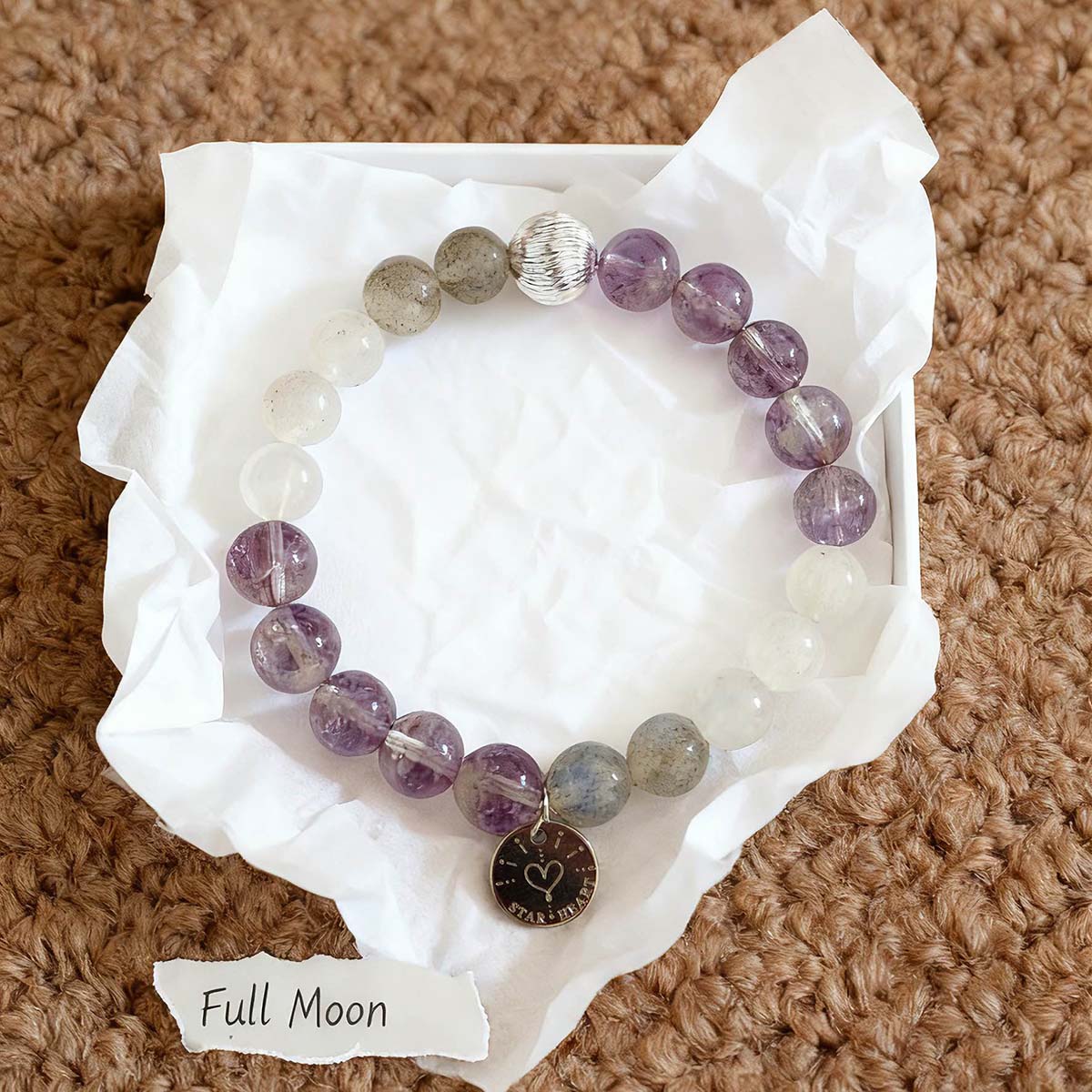 Moonstone and Amethyst Full Moon bracelet for harmony and wholeness
